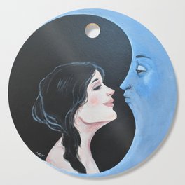 Girl Kissing Moon Cutting Board