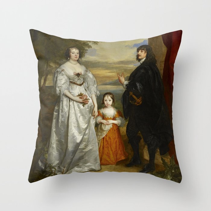Sir Anthony van Dyck "James, Seventh Earl of Derby, His Lady and Child" Throw Pillow
