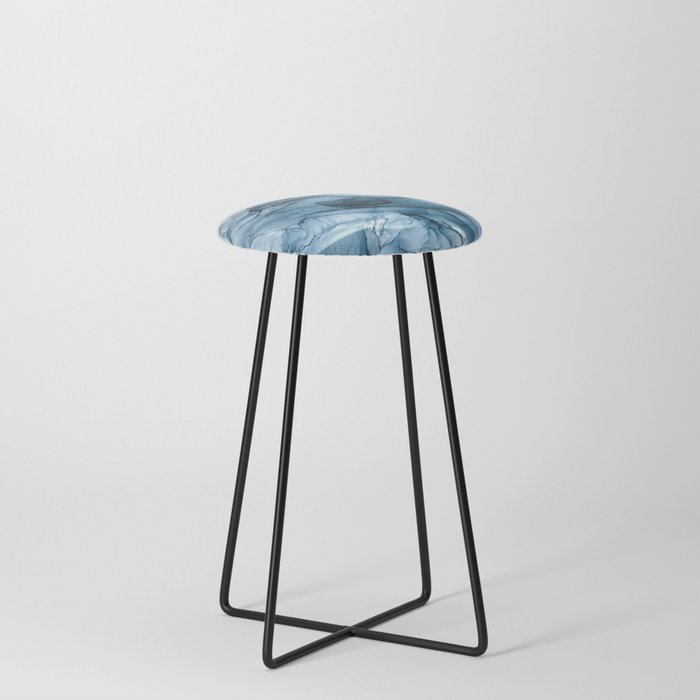 Churning Blue Ocean Waves Abstract Painting Counter Stool