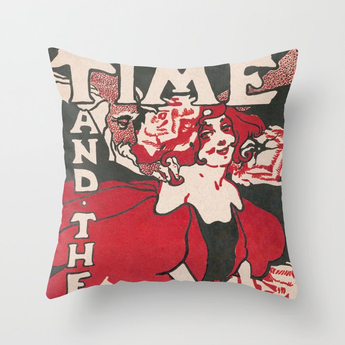 Time and the Hour (1895) poster in high resolution by Ethel Reed Throw Pillow