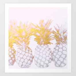 Golden pineapples Art Print