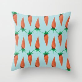 Minimalistic carrots on blue background  Throw Pillow