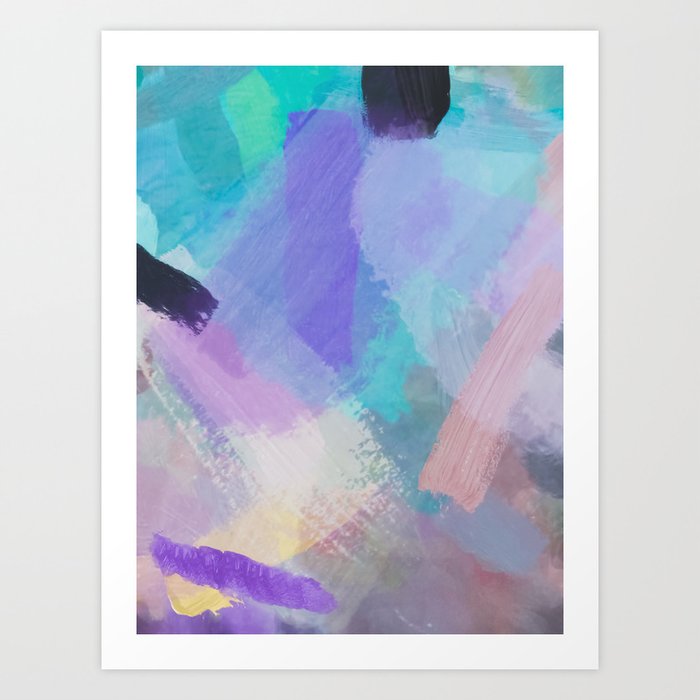 Brush Painting Texture Abstract Background In Blue Pink Purple Art
