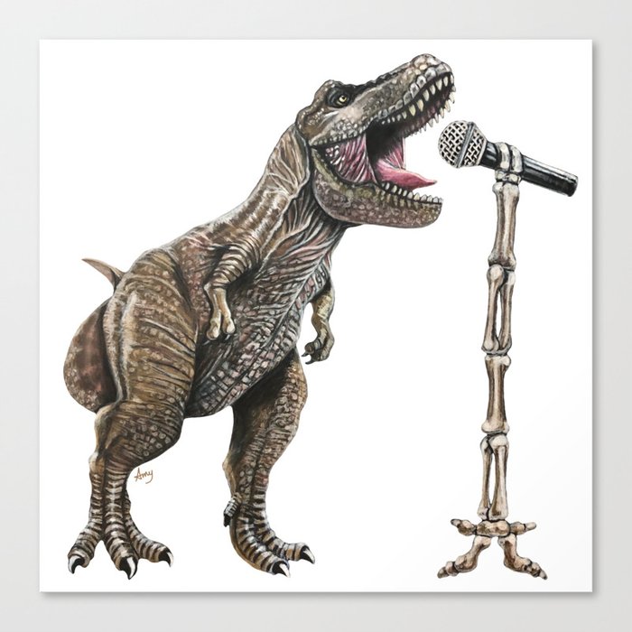 "Karaokesaurus" - T-Rex Dinosaur Singer Canvas Print