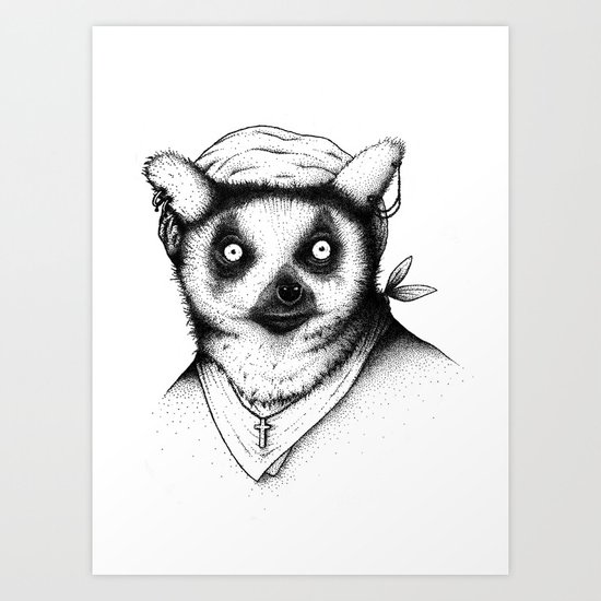 Hipster Lemur Art Print