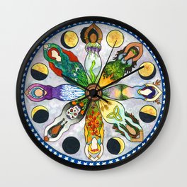 Wheel of the Year Goddess Mandala Wall Clock