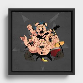 Rock And Roll Pigs Framed Canvas