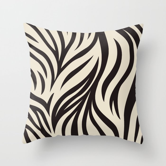 Zebra Skin Print - Black & White Throw Pillow