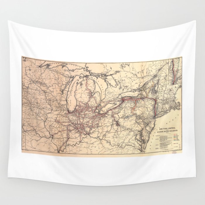 New York Central & Hudson River Railroad Map (1900) Wall Tapestry