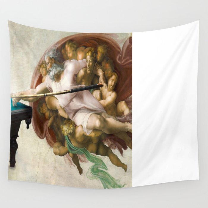 God Plays Pool Wall Tapestry
