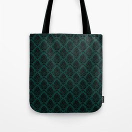 Black damask pattern Teal Tote Bag