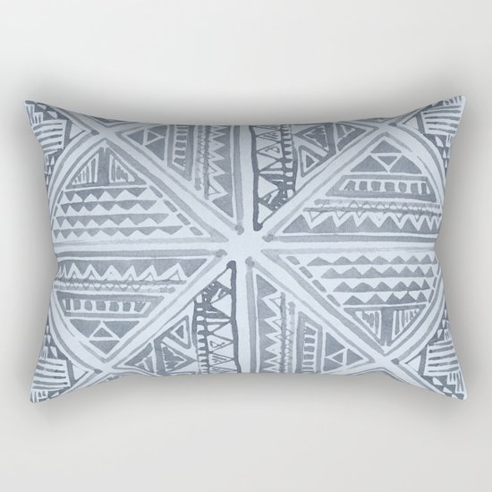 Simply Tribal Tile in Indigo Blue on Sky Blue Rectangular Pillow