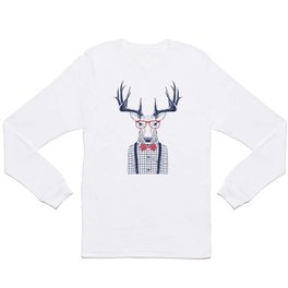 MR DEER WITH GLASSES Long Sleeve T-shirt