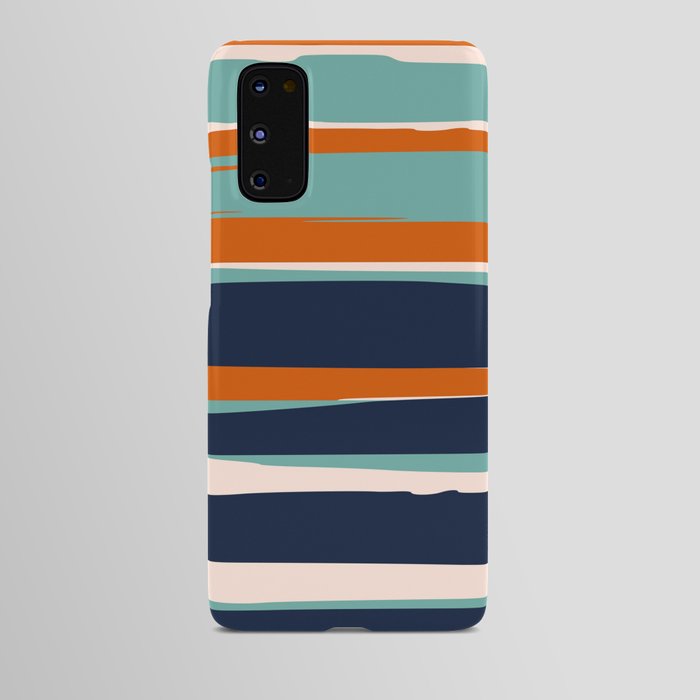 Stripes Abstract, Orange, Teal, Navy Android Case