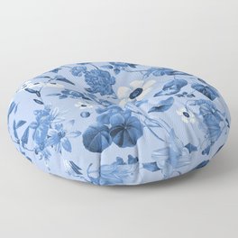 Cottage blue floral botanical Floor Pillow