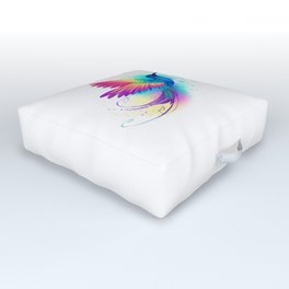 Exotic Rainbow Hummingbird Outdoor Floor Cushion