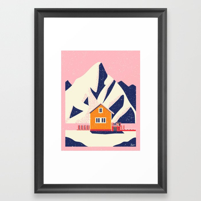 A Winter House in Norway Framed Art Print