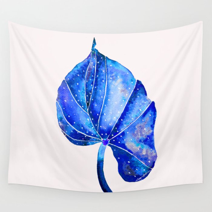 Polka Dot Begonia - Blue Wall Tapestry