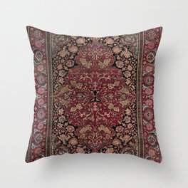 Antique Persian Isfahan Plum Burgundy Spice Carpet Throw Pillow