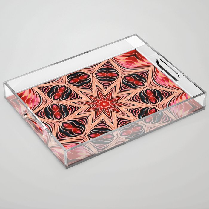 Red Star Mandala Acrylic Tray