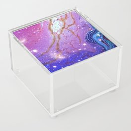 Neon marble space #2: purple, blue, stars Acrylic Box