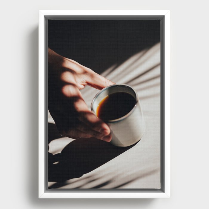 Morning coffee break Framed Canvas