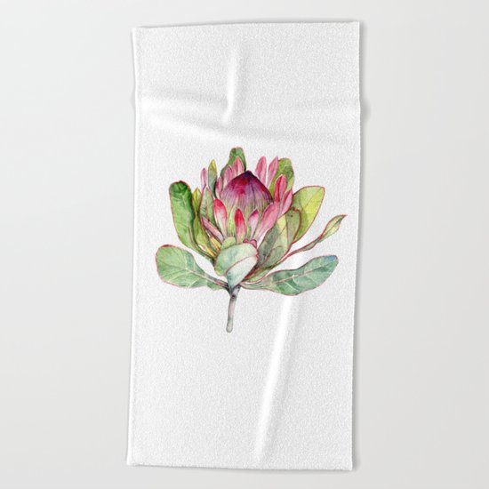 Protea Flower Beach Towel