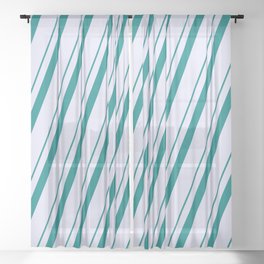 [ Thumbnail: Teal & Lavender Colored Lines/Stripes Pattern Sheer Curtain ]