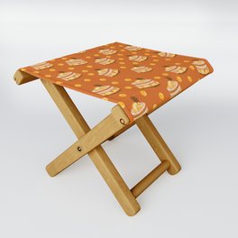 Sweet Cakes Print On Orange Background Pattern Folding Stool