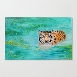 Tiger in the Lilly Pads Canvas Print