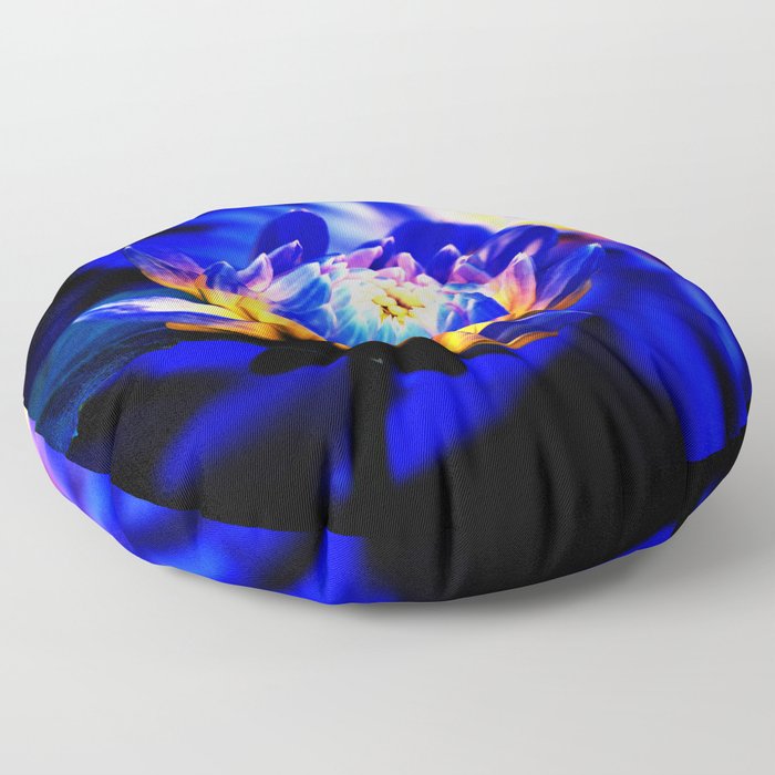 Majestic Blue Dahlia  Floor Pillow