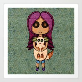 A doll and her cat Art Print