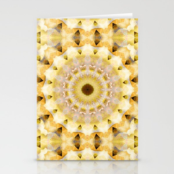 Healing Energy Mandala Art In Yellow And Gray  Stationery Cards