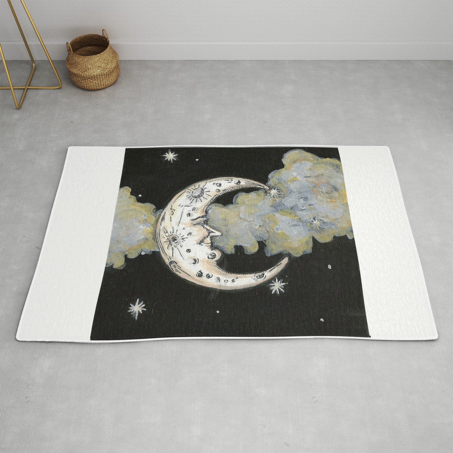 Man In The Moon Painting Rug By Monmalmenchante Society6