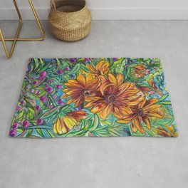 Rudbeckia Watercolor  Rug | Maineartist, Painting, Rudbeckia, Pattern, Watercolor, Floral 