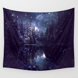 A Cold Winter's Night Midnight Blue Winter Wonderland Wall Tapestry