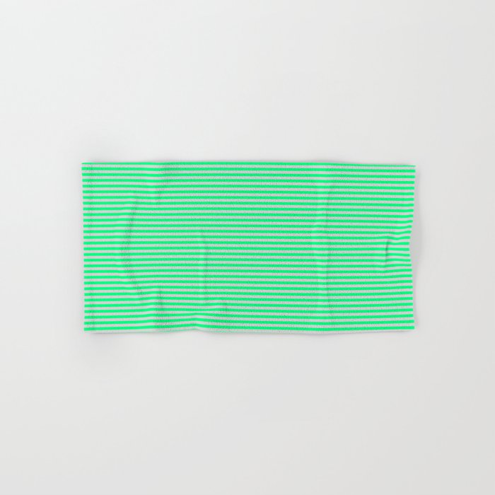 Green and Light Grey Colored Pattern of Stripes Hand & Bath Towel