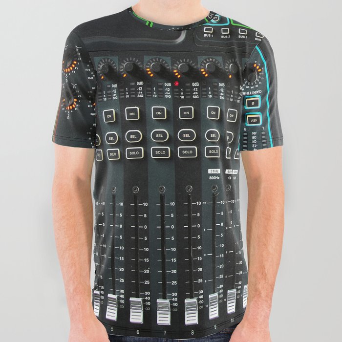 Sound mixer control panel All Over Graphic Tee