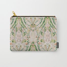 Green Pink Leaf Flower Paisley Carry-All Pouch | Bathroom, Summer, Spring, Jade, Pattern, Tapestry, Elegant, Ornament, Paisley, Textile 