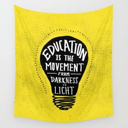 Education x Darkness to Light - Bright Yellow Edition  Wall Tapestry