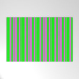 [ Thumbnail: Lime and Orchid Colored Lines/Stripes Pattern Welcome Mat ]