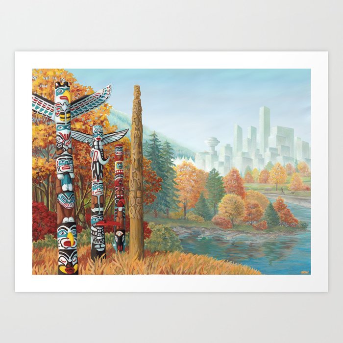Vancouver Two Worlds Collide Landscape Painting Art Print