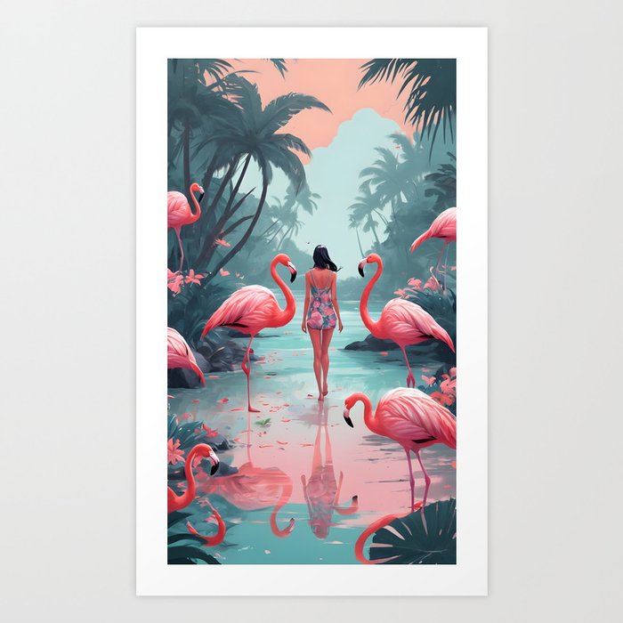 My friends flamingos Art Print
