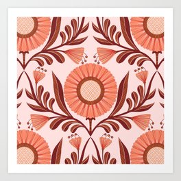 Wallflowers Pattern Pink Art Print
