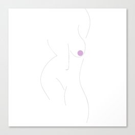 Nude Silhouette Line Drawing with Lilac Detail Canvas Print