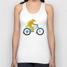 Orange Badger takes a casual bicycle ride Unisex Tank Top