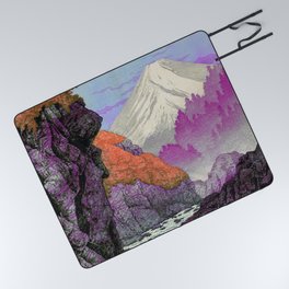 Foot of Mount Ashitaka By Hiroaki Takahashi Japanese Woodblock Painting Picnic Blanket
