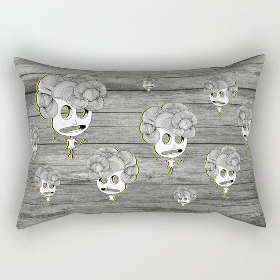 headache wood girl Rectangular Pillow
