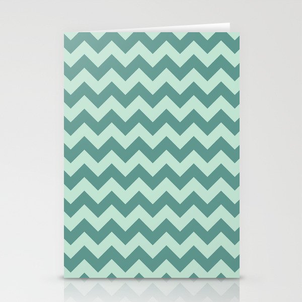 Teal and Mint Chevrons Stationery Cards