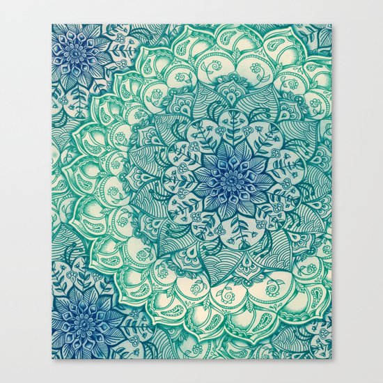 Emerald Doodle Canvas Print